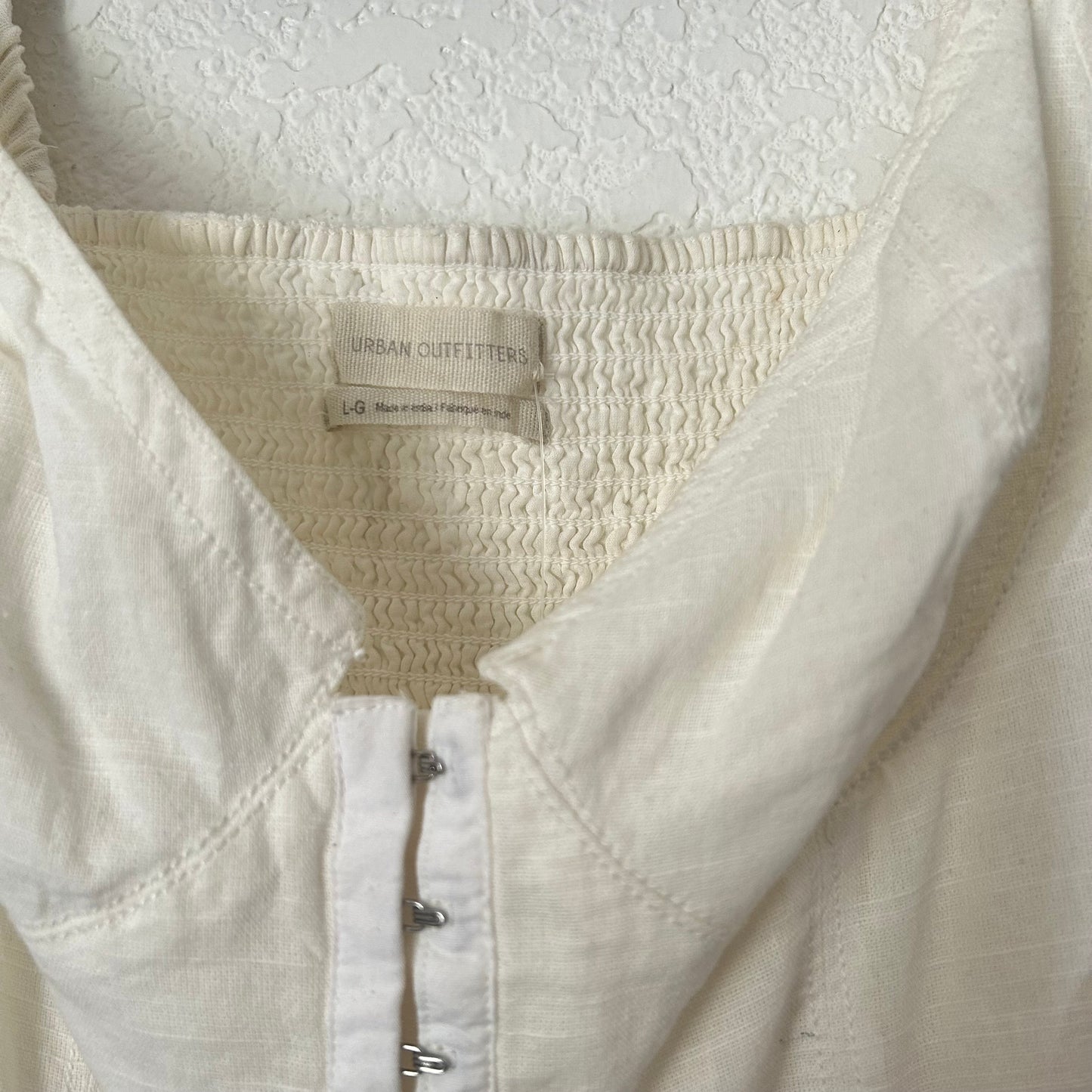 Britney Hook & Eye Mini Dress White Puff Sleeves Ivory Cotton