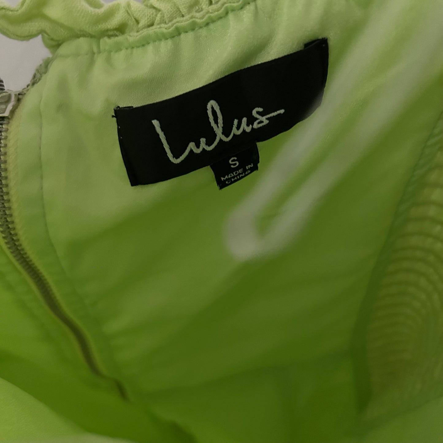 Elati Lime Green Ruffled Off-the-Shoulder Bodycon Dress Cotton Linen Blend