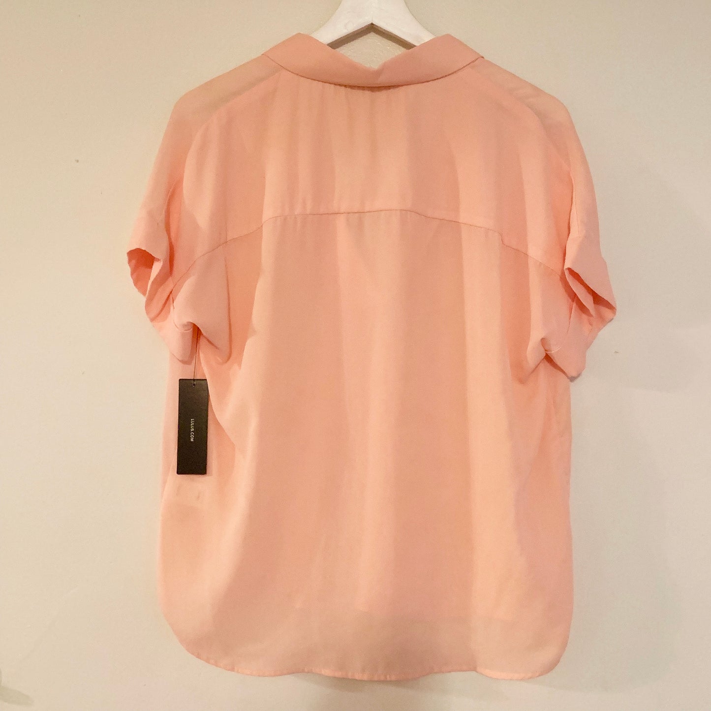 Lulus Rise To The Top Peach Orange Short Sleeve Blouse