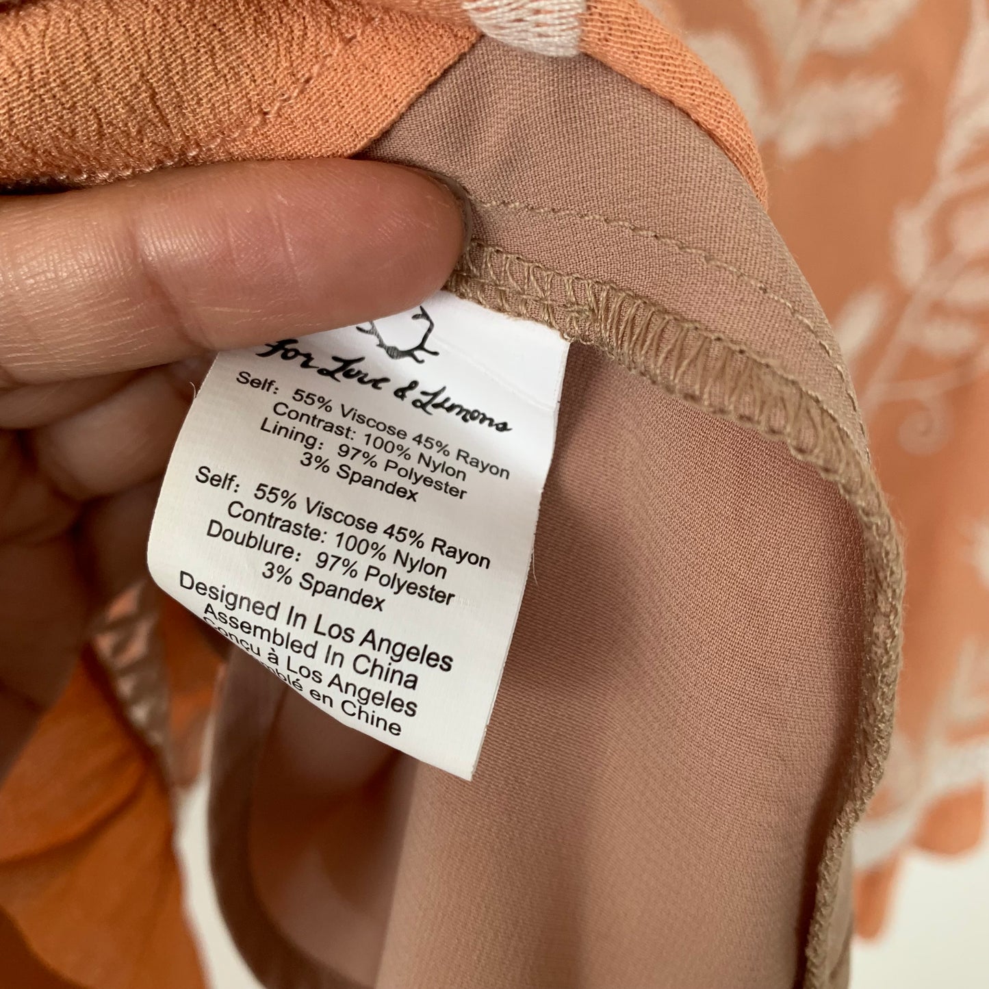 Mia Mini Dress Medium Lace Ruffles Embroidered Peach White