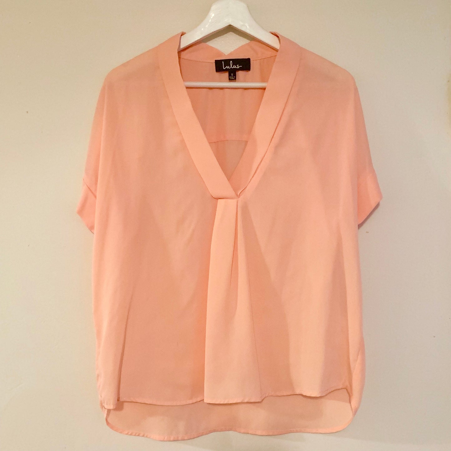 Lulus Rise To The Top Peach Orange Short Sleeve Blouse