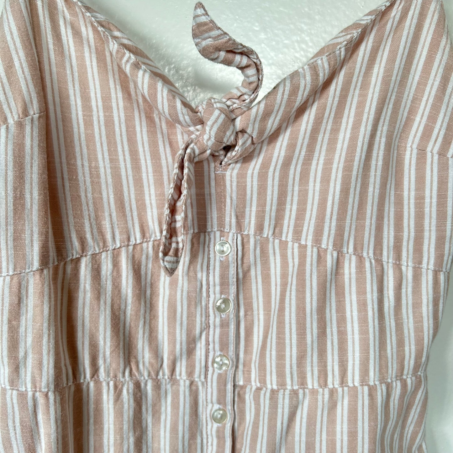 Striped Cotton Mini Dress peach pink white