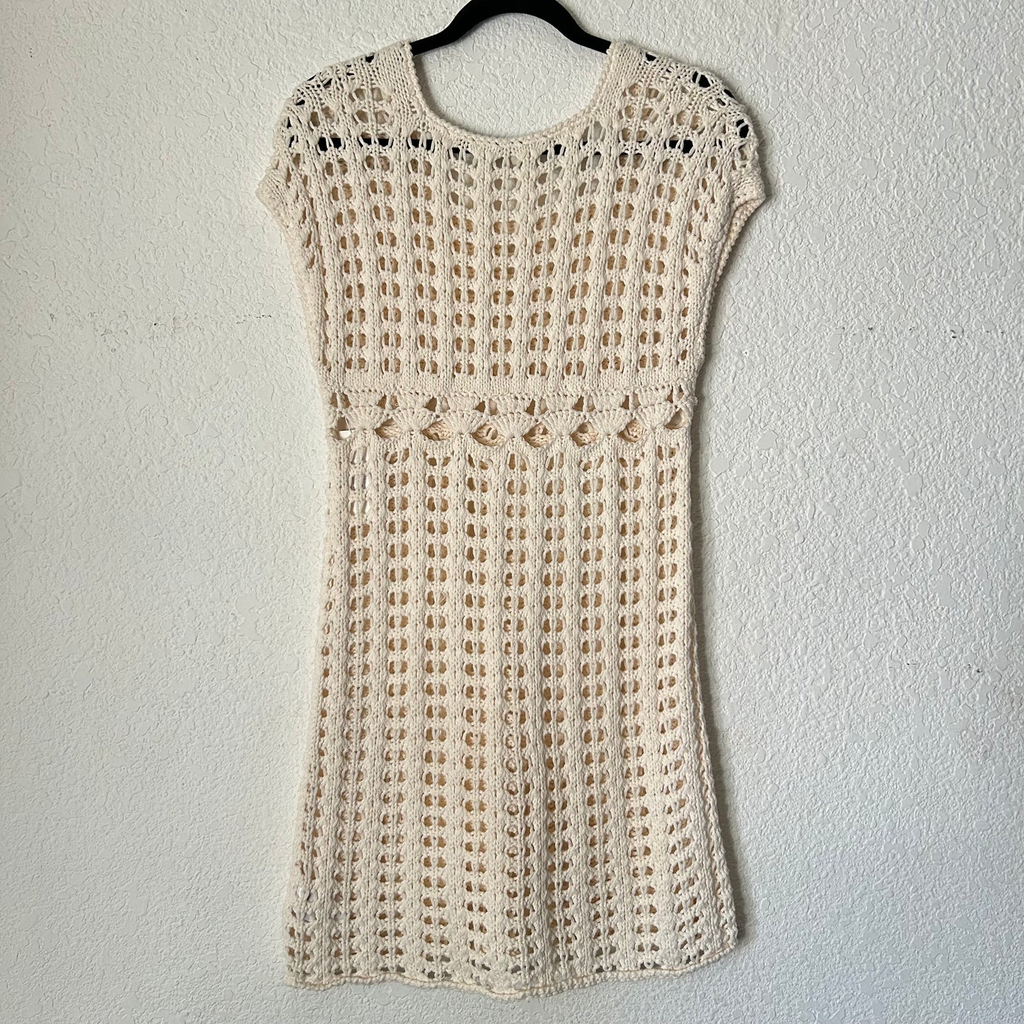 Cream Crochet Dress Mini Swim Cover Up Ivory White