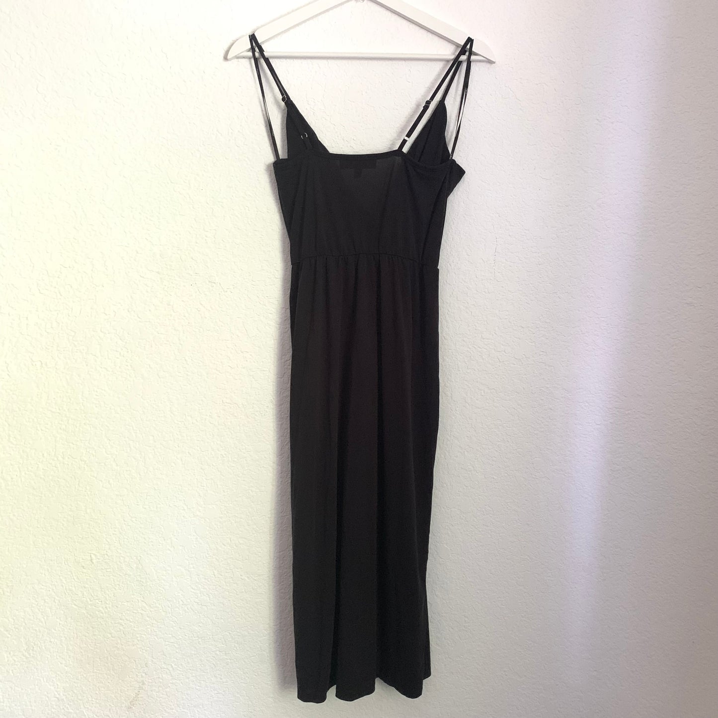 Black Drape Front Midi Dress