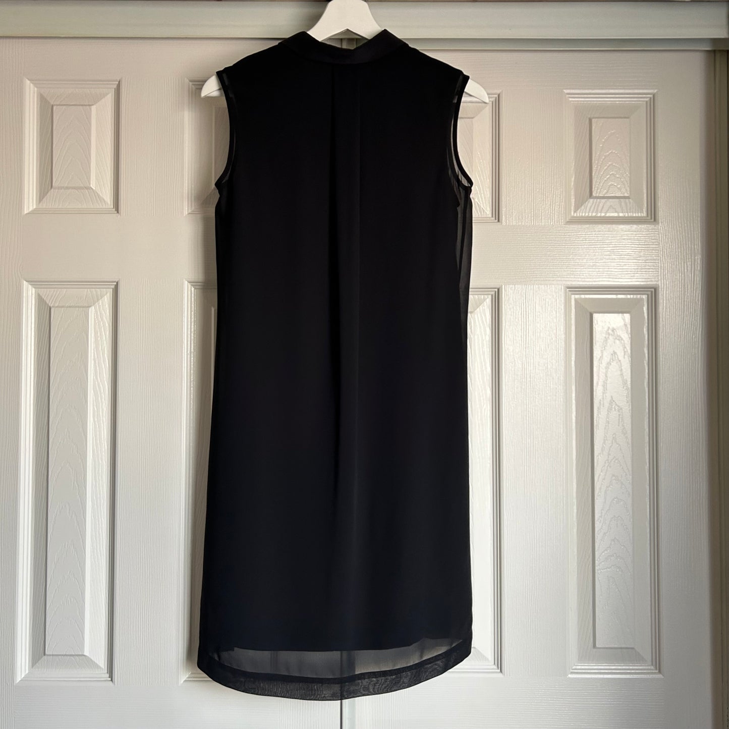 100% Silk Radial Black Sleeveless Tunic Dress