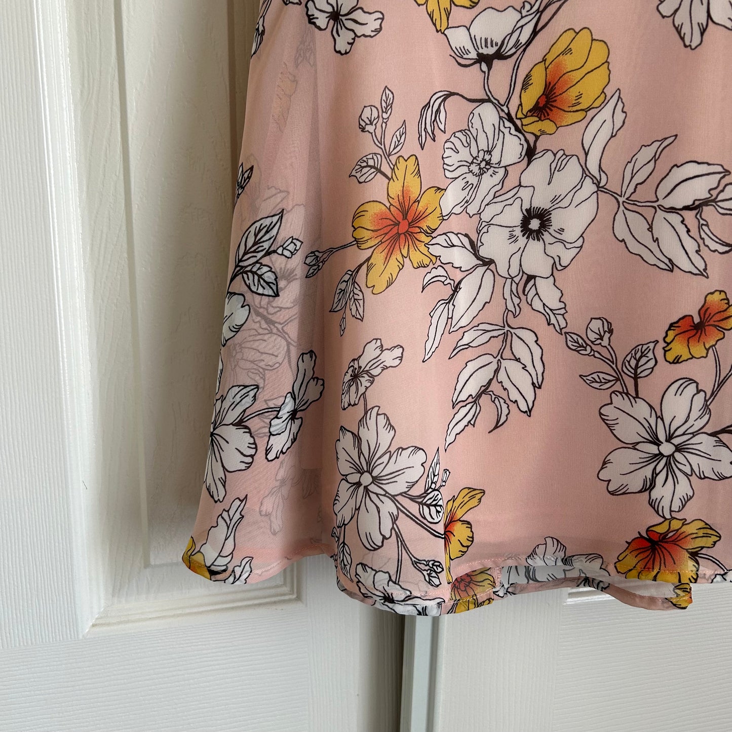 Priscilla Blush Pink Floral Print Tie-Back Skater Dress