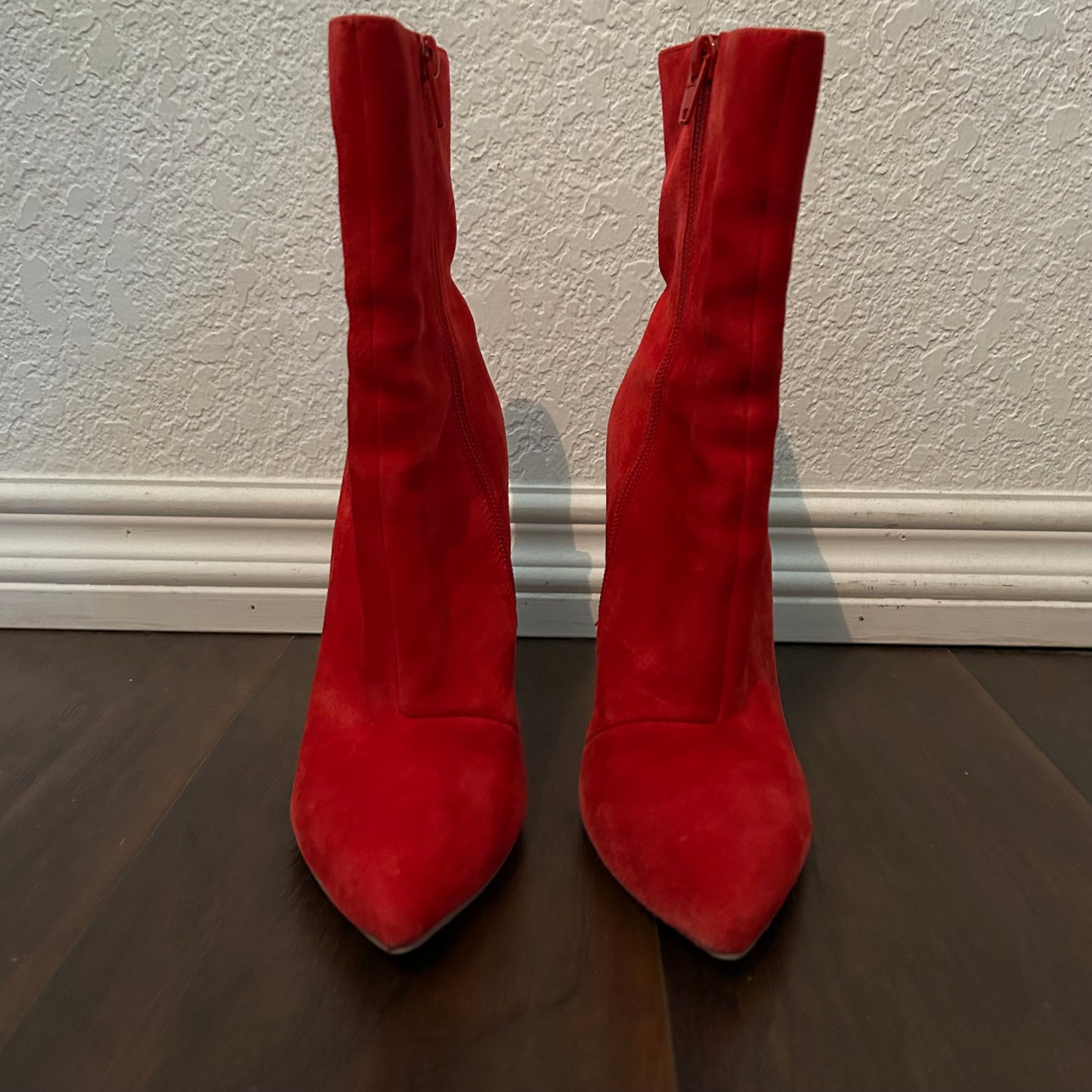 Wagner Stiletto-Heel Booties in Red