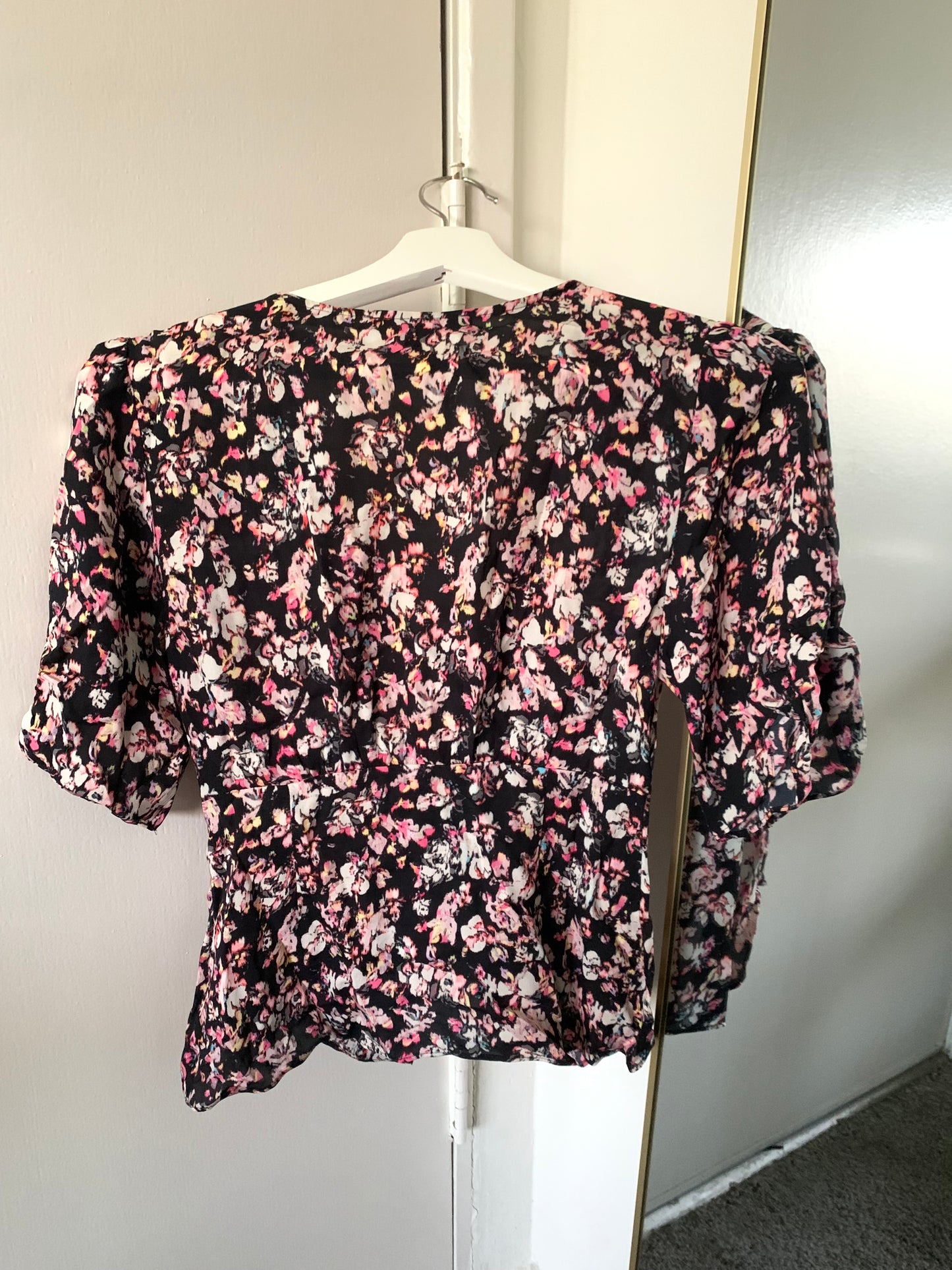 Kota Freefall Floral Printed Black Pink Top