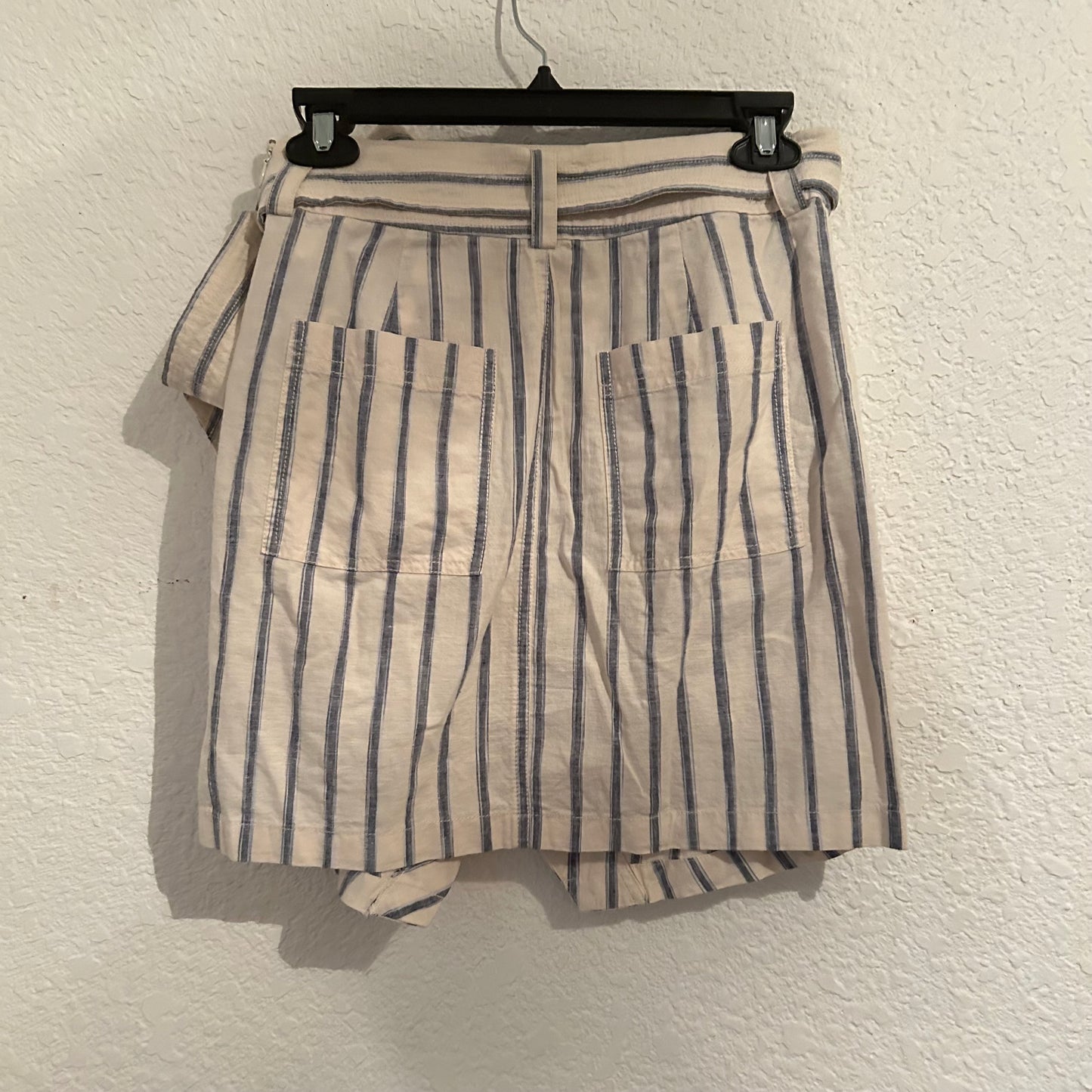 Ivory Blue Portside Faux Wrap Mini Skirt In Ikat Stripe