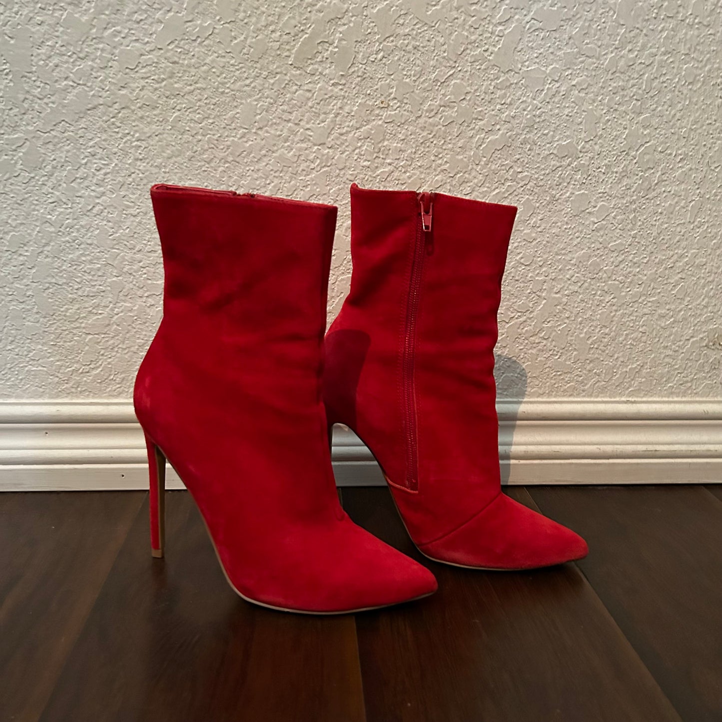 Wagner Stiletto-Heel Booties in Red