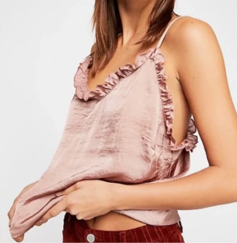 Free People Intimately Blush Pink Ruffle Cami