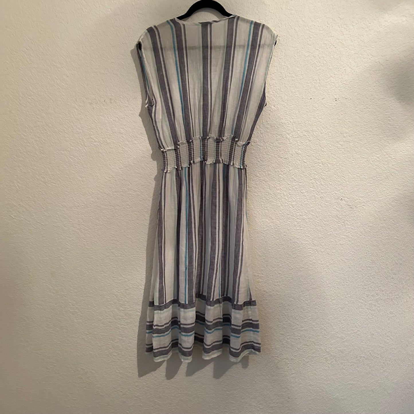 Ashlyn Linen Dress In Aegean Blue Stripe