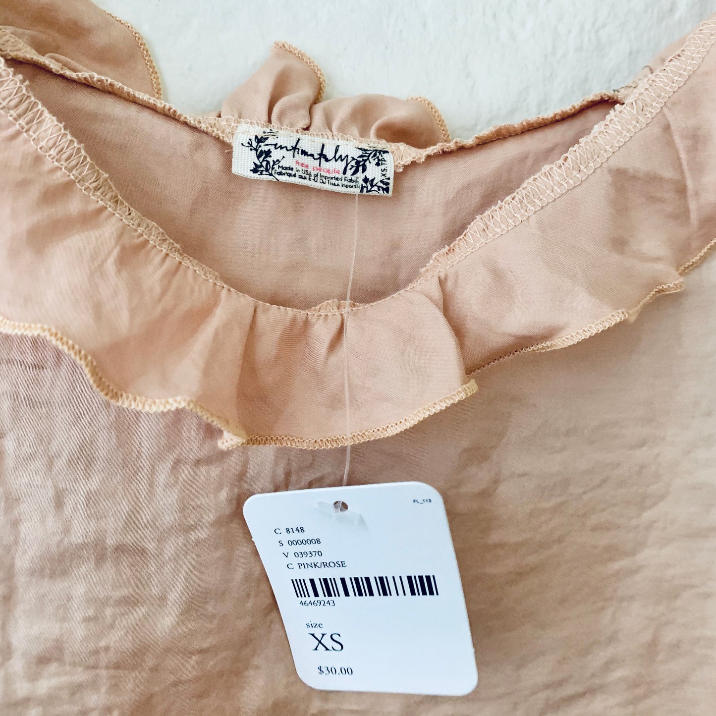 Free People Intimately Blush Pink Ruffle Cami