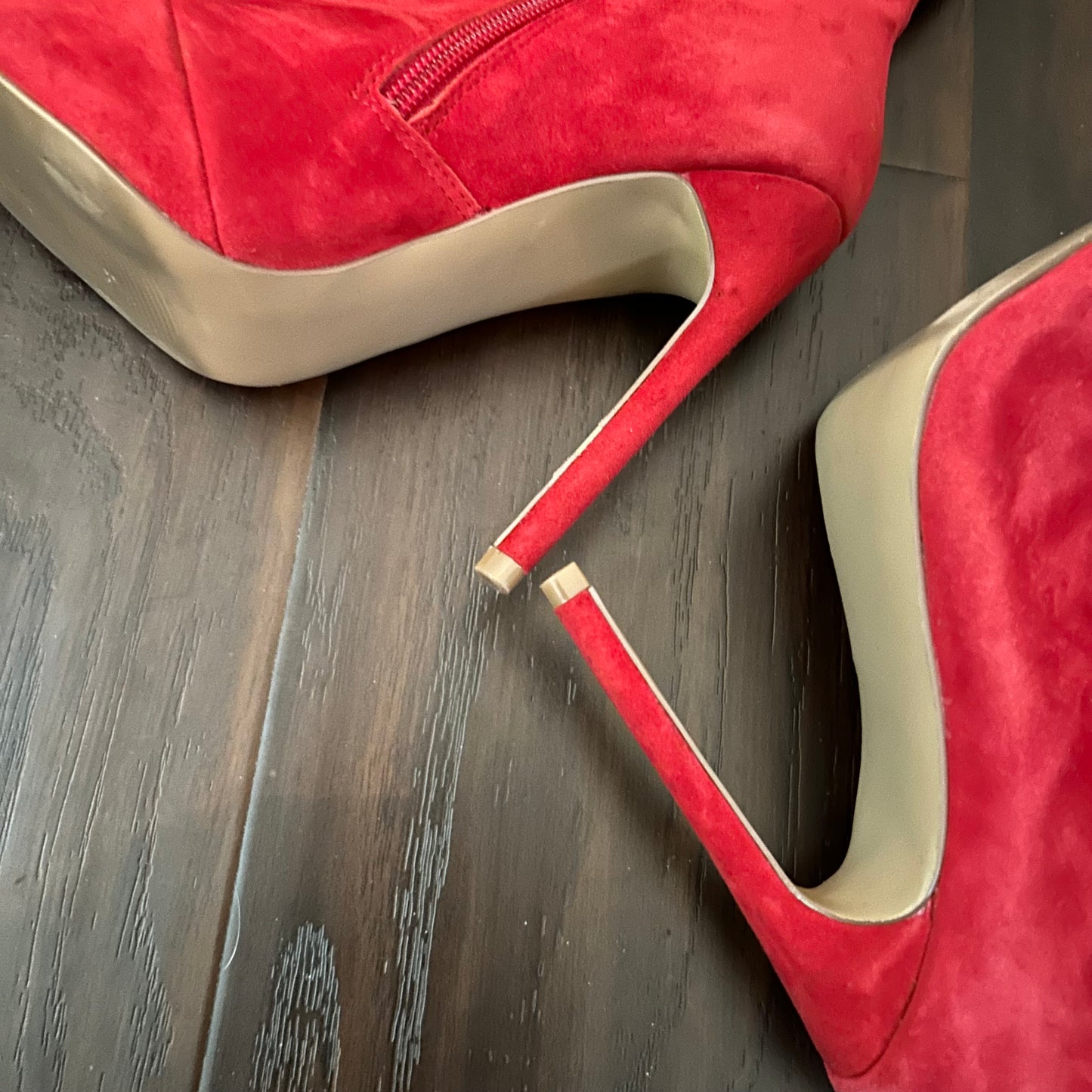 Wagner Stiletto-Heel Booties in Red