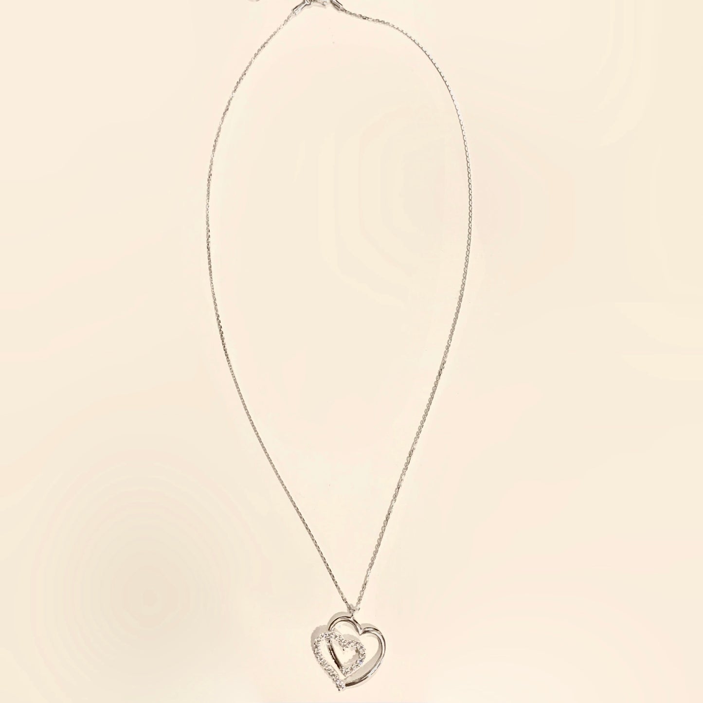 New Double Heart Shaped Necklace Sterling
