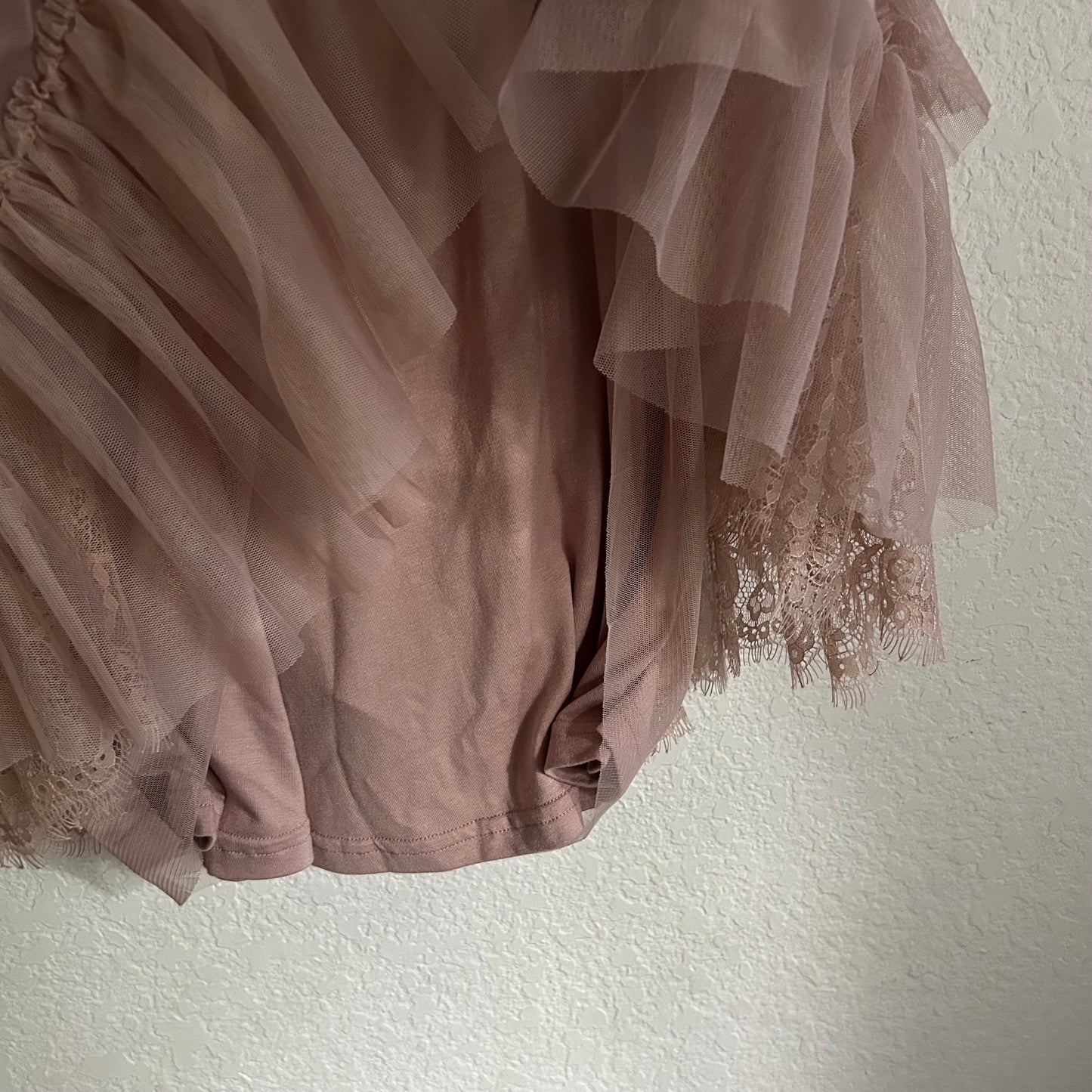 Mesh Tulle Lace Pink Mauve Blush Midi Skirt