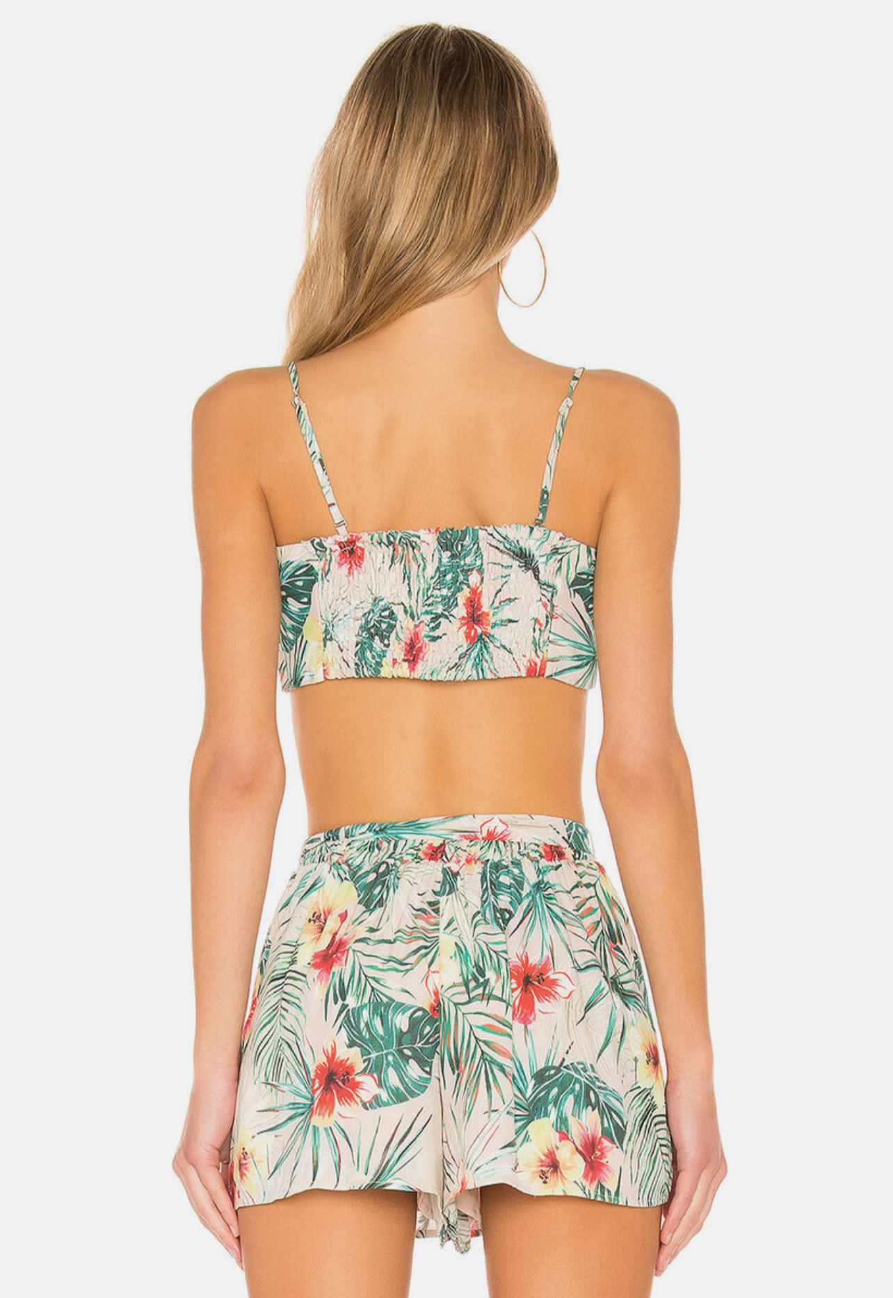 Tropical Floral Front Tie Crop Top