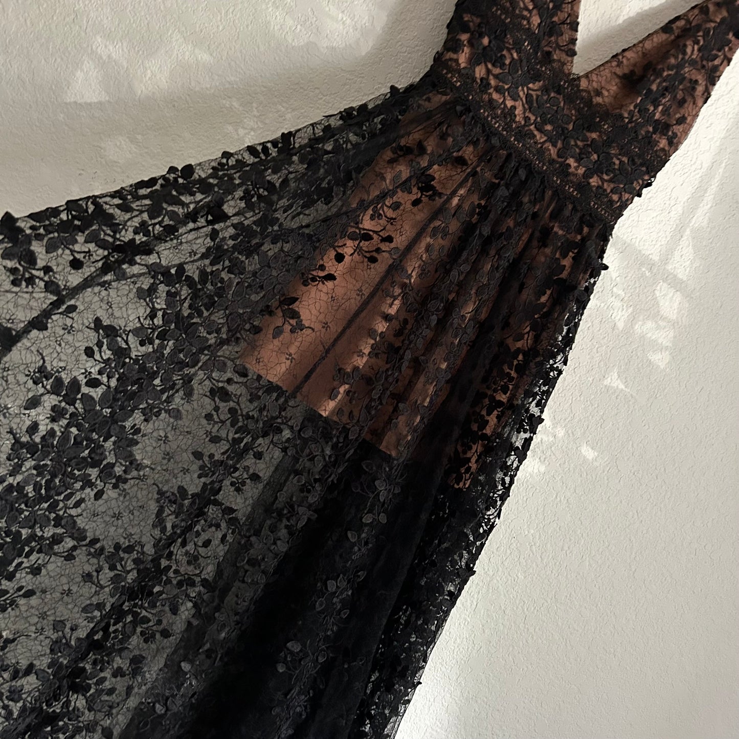 Megan Maxi Dress In Black Lace Tulle