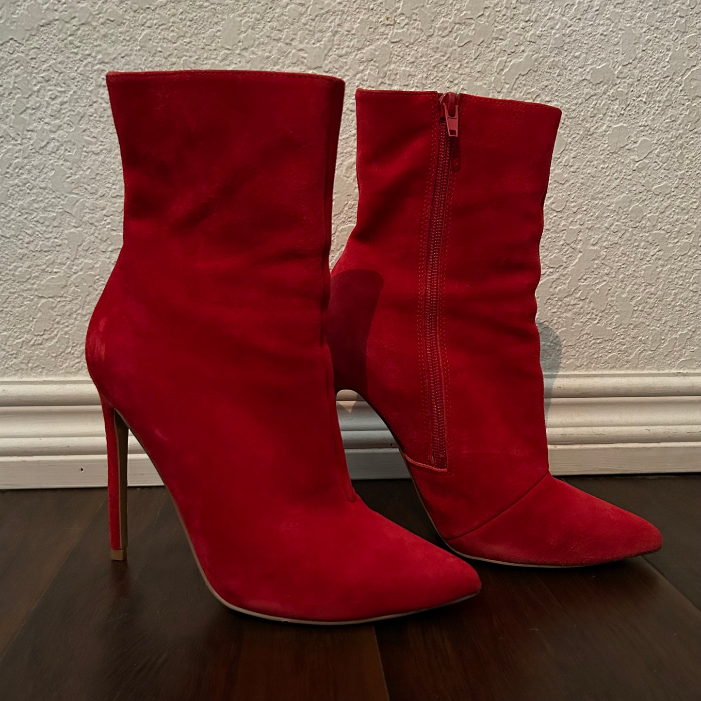Wagner Stiletto-Heel Booties in Red