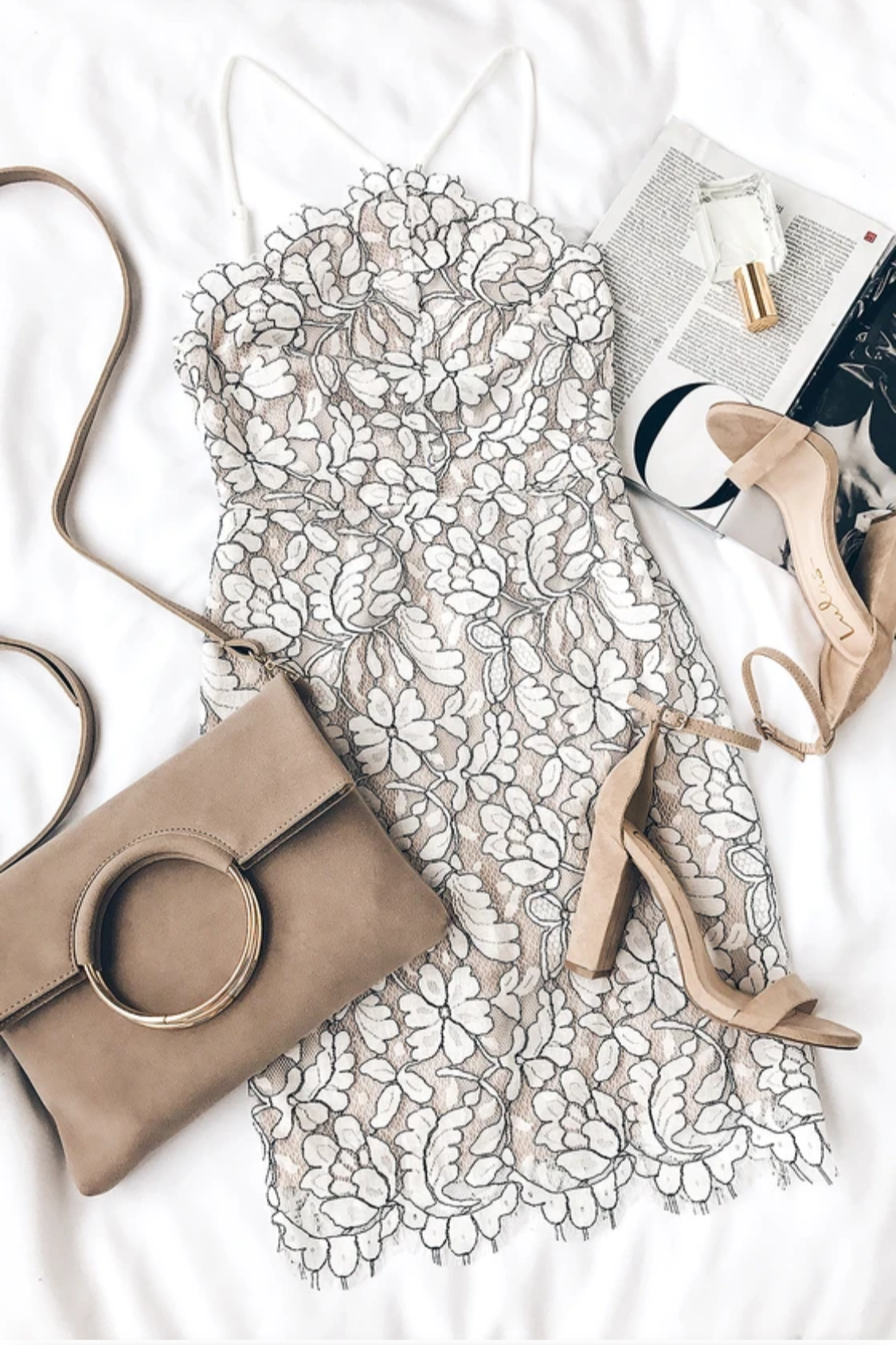 Delicate Darling Beige and Ivory Lace Bodycon Dress