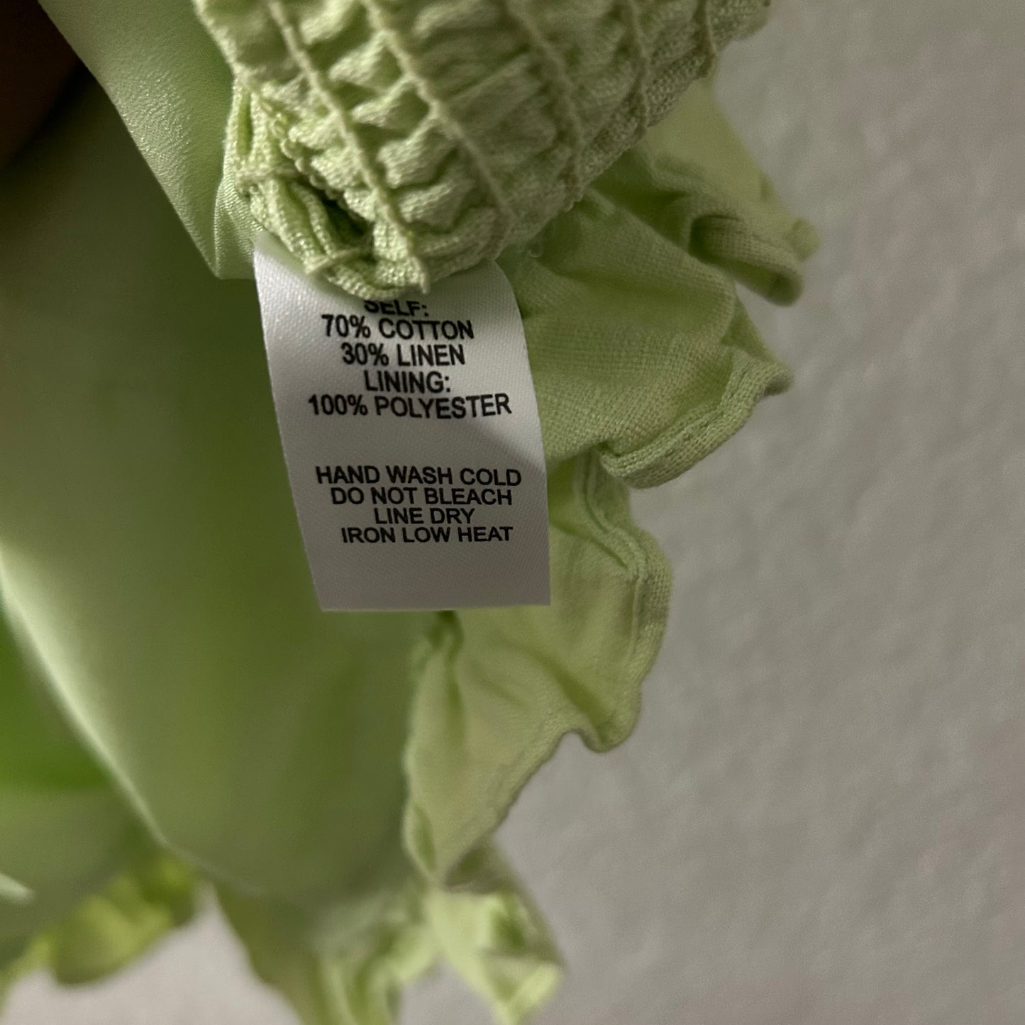 Elati Lime Green Ruffled Off-the-Shoulder Bodycon Dress Cotton Linen Blend