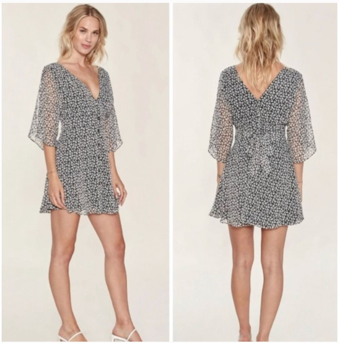 Ivey Dress Floral Mini Dress Black White