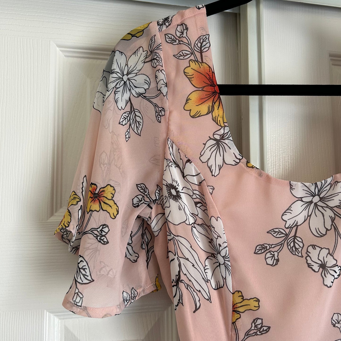 Priscilla Blush Pink Floral Print Tie-Back Skater Dress