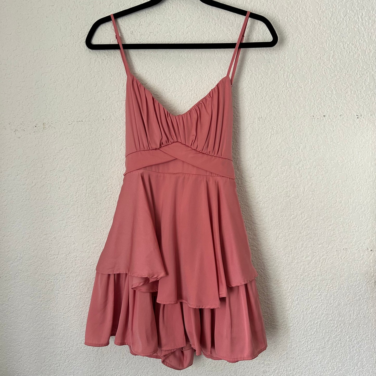 Pink Juliet Bow Back Satin Romper Dress