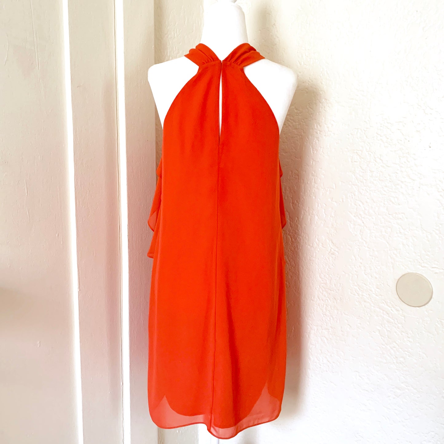 Chili Red Orange Keyhole Ruffle Tent Dress