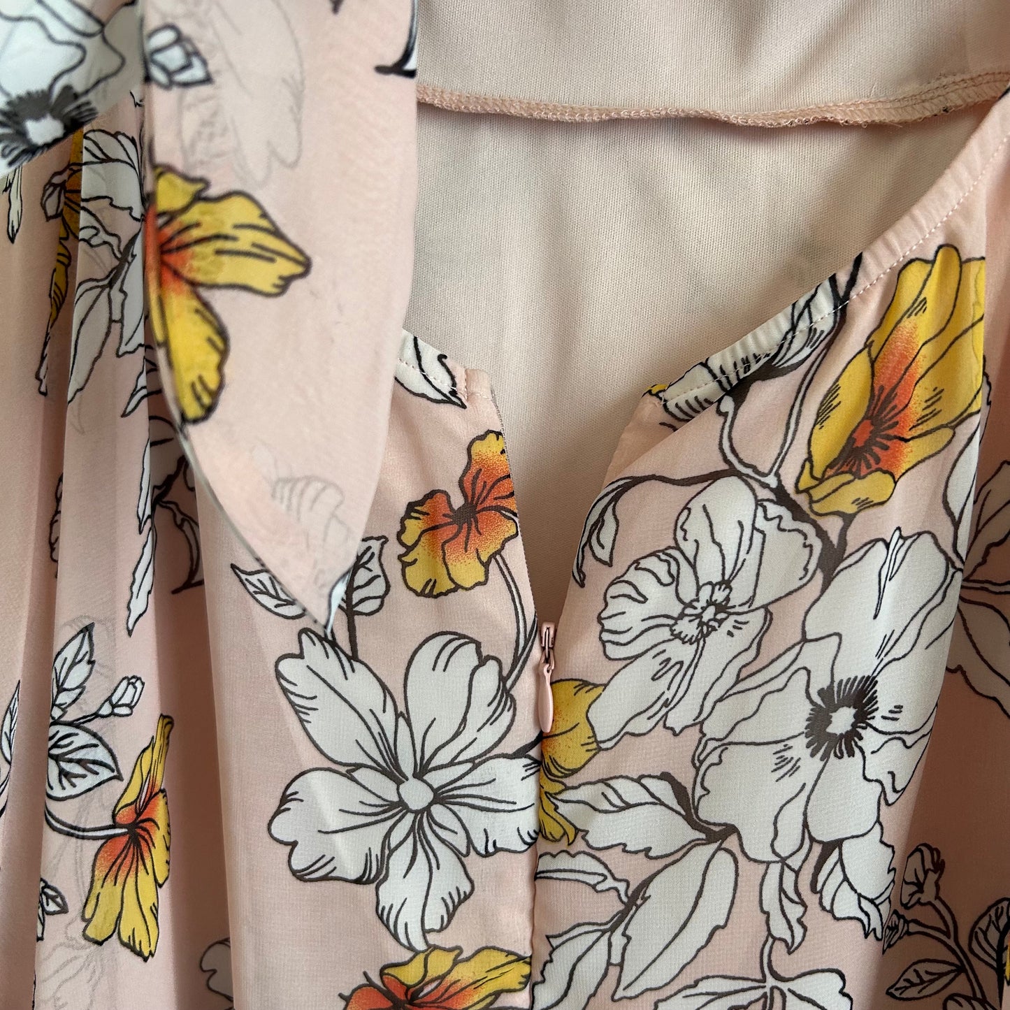 Priscilla Blush Pink Floral Print Tie-Back Skater Dress