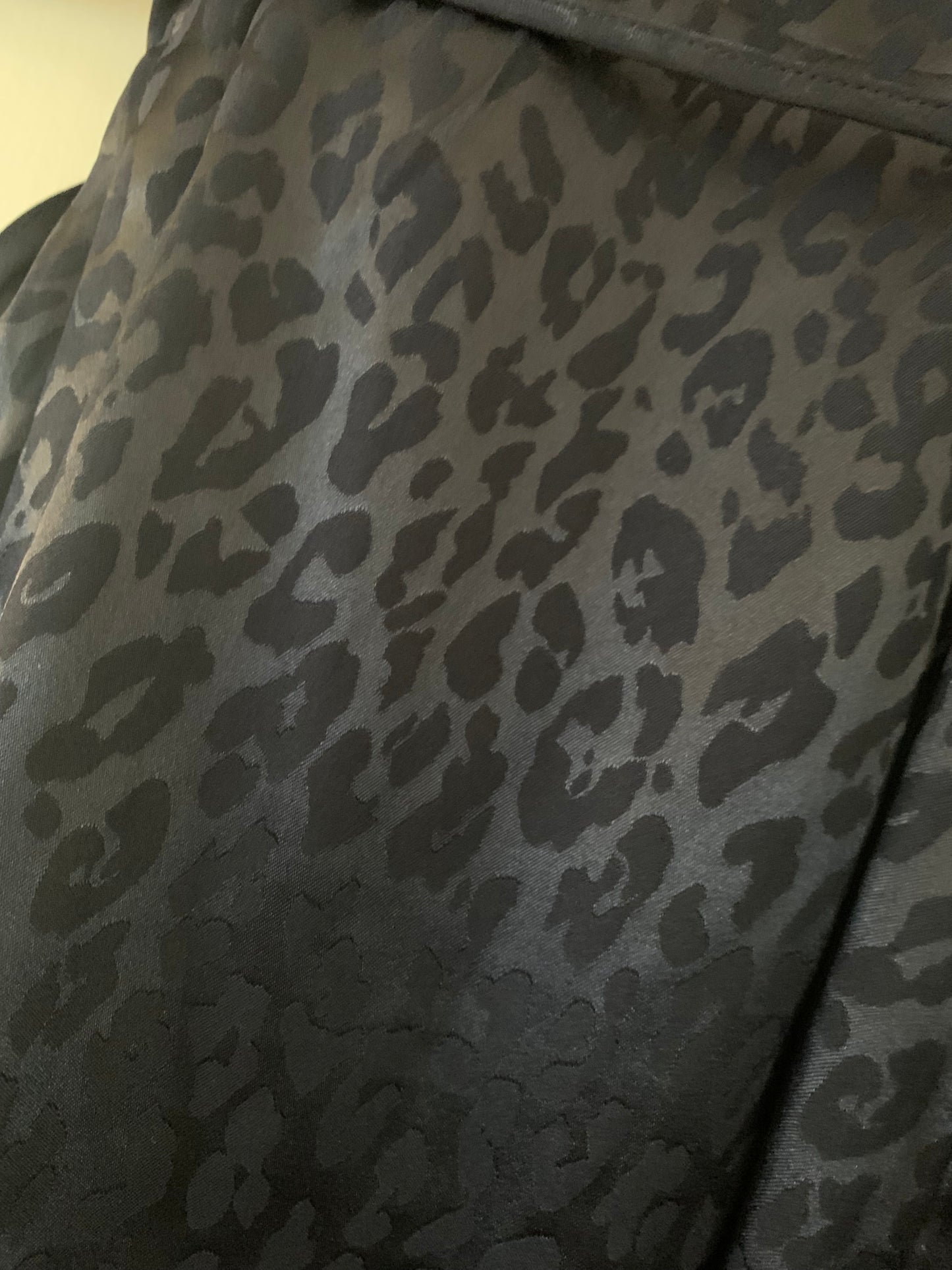 Spectacular Sights Navy Blue Leopard Print Satin Wrap Mini Dress