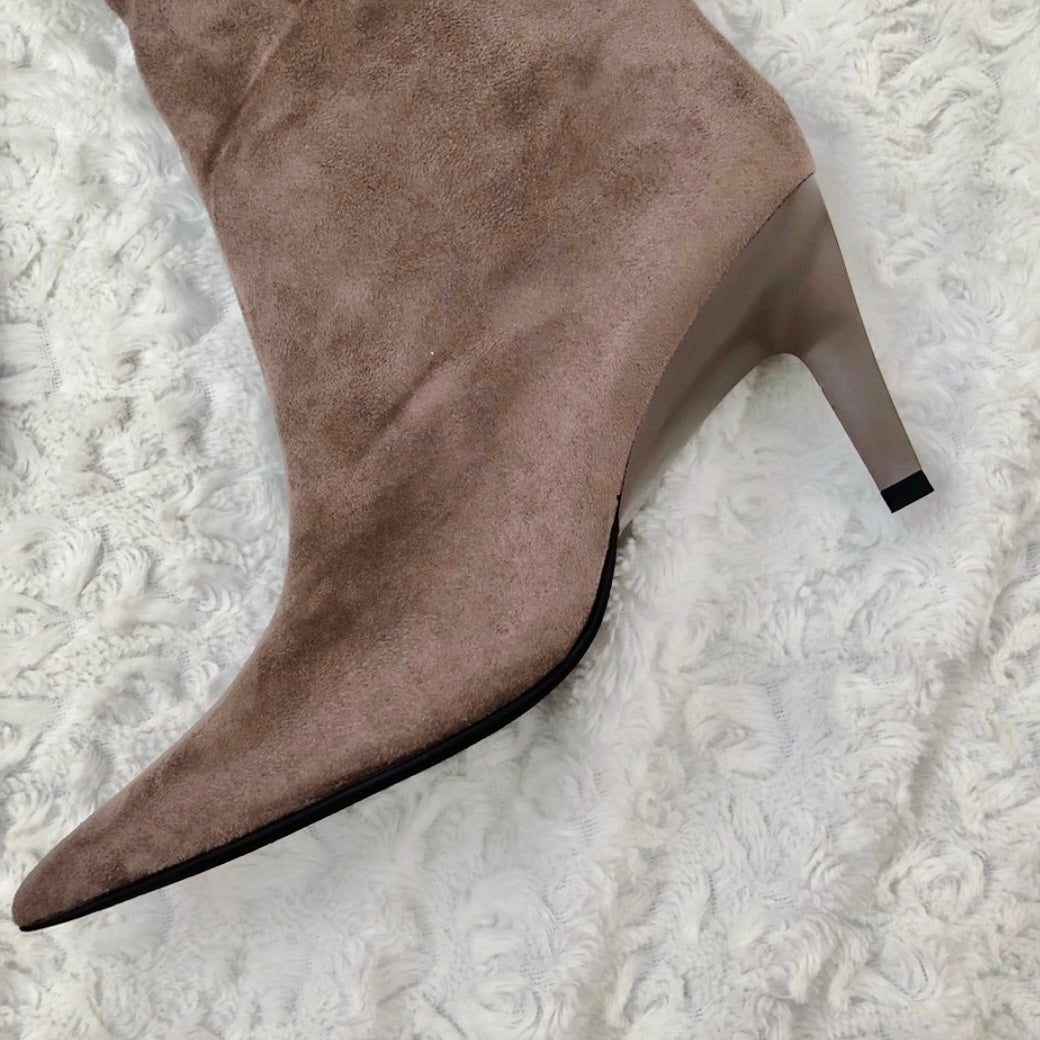 Brutish Boots Slouchy Faux Suede Knee High Kitten Heel
