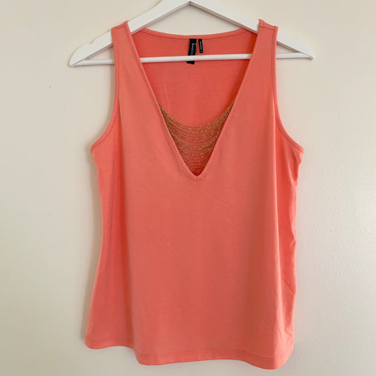 V Neck Coral Sleeveless Tank
