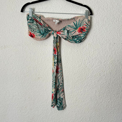 Tropical Floral Front Tie Crop Top