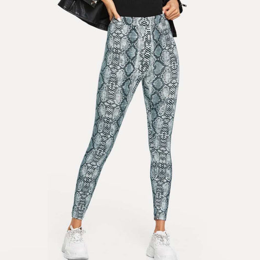 New Snake Print Legging High Waisted Grey Black New