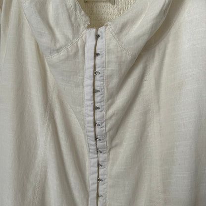 Britney Hook & Eye Mini Dress White Puff Sleeves Ivory Cotton