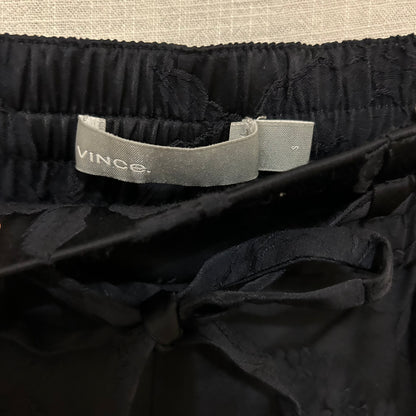 Navy Floral Jacquard Drawstring Culotte Pants