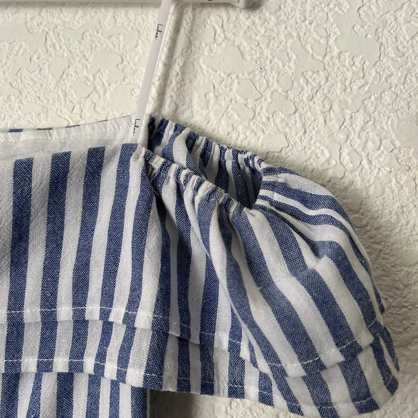 Seaside Skipper Blue Striped Off-the-Shoulder Mini Dress