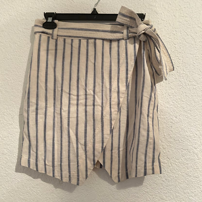 Ivory Blue Portside Faux Wrap Mini Skirt In Ikat Stripe