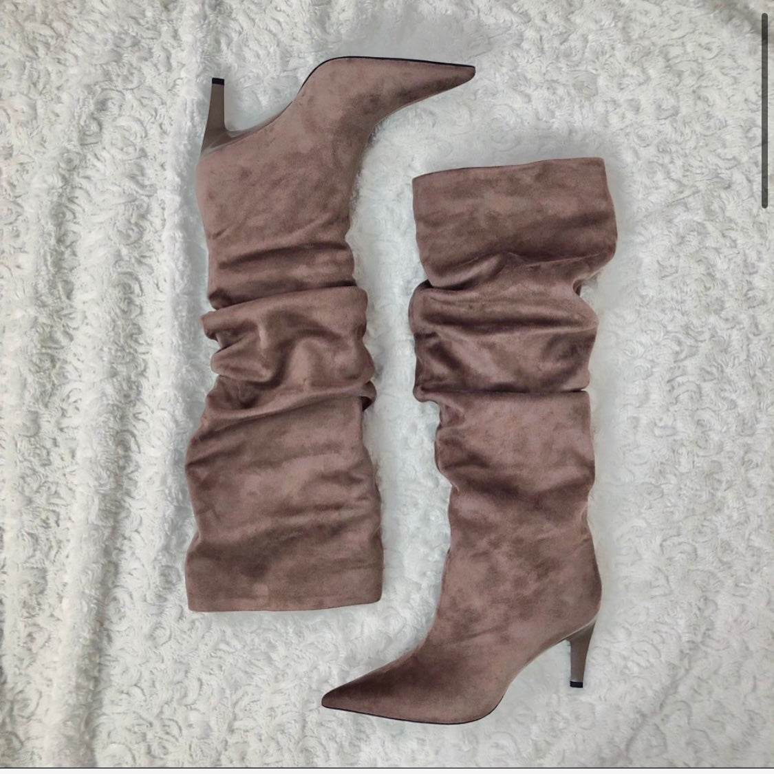 Brutish Boots Slouchy Faux Suede Knee High Kitten Heel