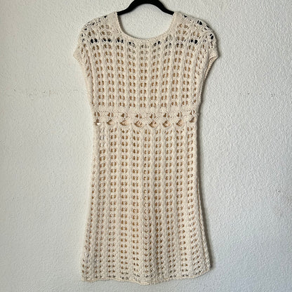 Cream Crochet Dress Mini Swim Cover Up Ivory White