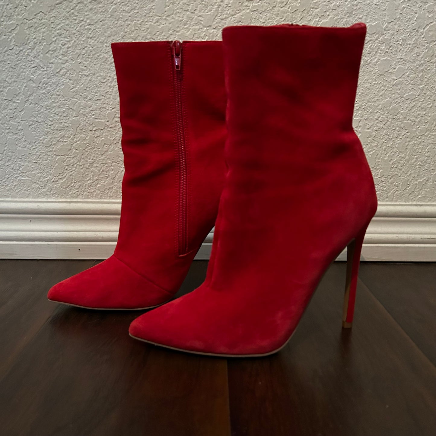 Wagner Stiletto-Heel Booties in Red