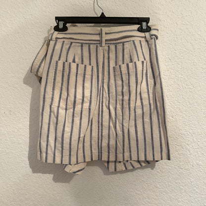 Ivory Blue Portside Faux Wrap Mini Skirt In Ikat Stripe