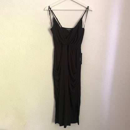 Black Drape Front Midi Dress
