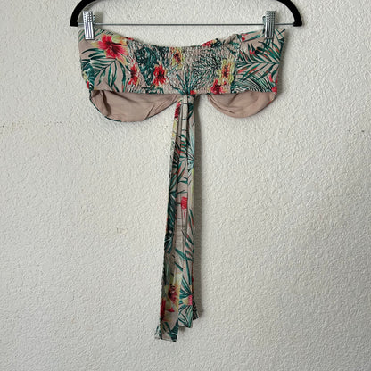 Tropical Floral Front Tie Crop Top