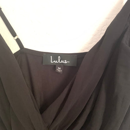 Black Drape Front Midi Dress