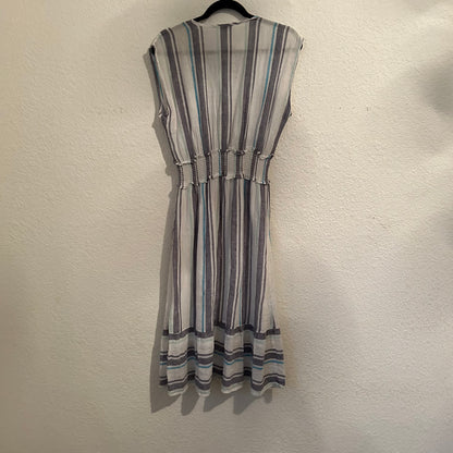 Ashlyn Linen Dress In Aegean Blue Stripe