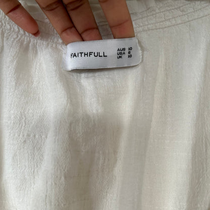 Alacati Dress In Plain White Cotton Crinkle Ivory White