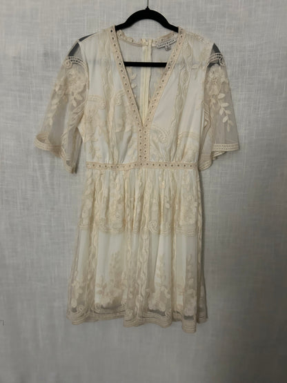 Ivory Beige Cream Lace Mini Dress White