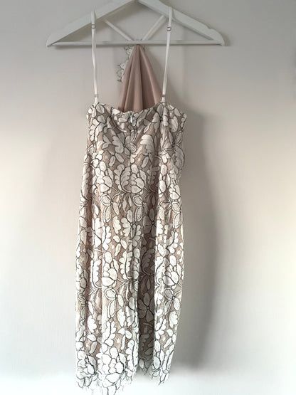 Delicate Darling Beige and Ivory Lace Bodycon Dress